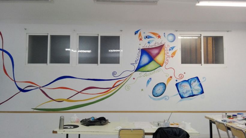 Pintura Mural "Proyecto Cometa"en la "Parroquia Nuestra Señora de la Paz"Sala Jóvenes.Granada.2017 7