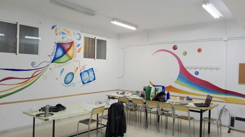 Pintura Mural "Proyecto Cometa"en la "Parroquia Nuestra Señora de la Paz"Sala Jóvenes.Granada.2017 12