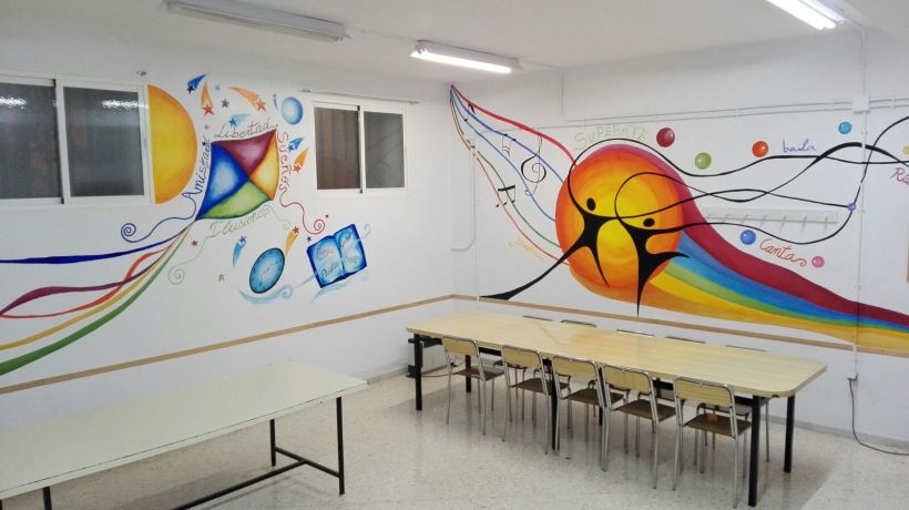 Pintura Mural "Proyecto Cometa"en la "Parroquia Nuestra Señora de la Paz"Sala Jóvenes.Granada.2017 23