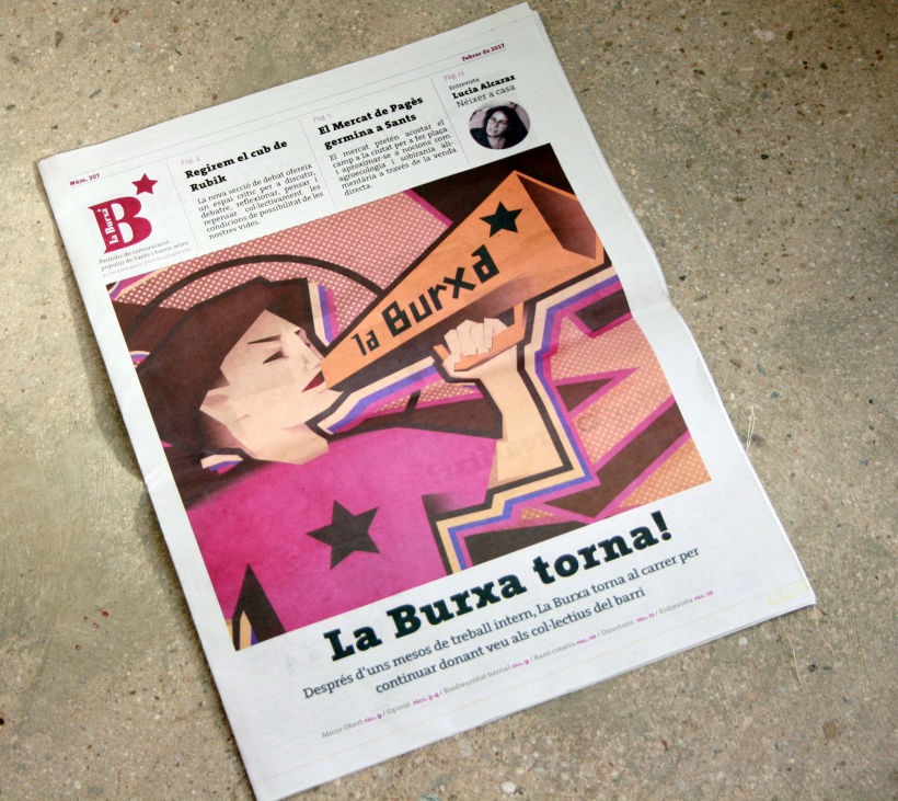 Ilustración para periódico cultural-reivindicativo "La Burxa", Barcelona. 3