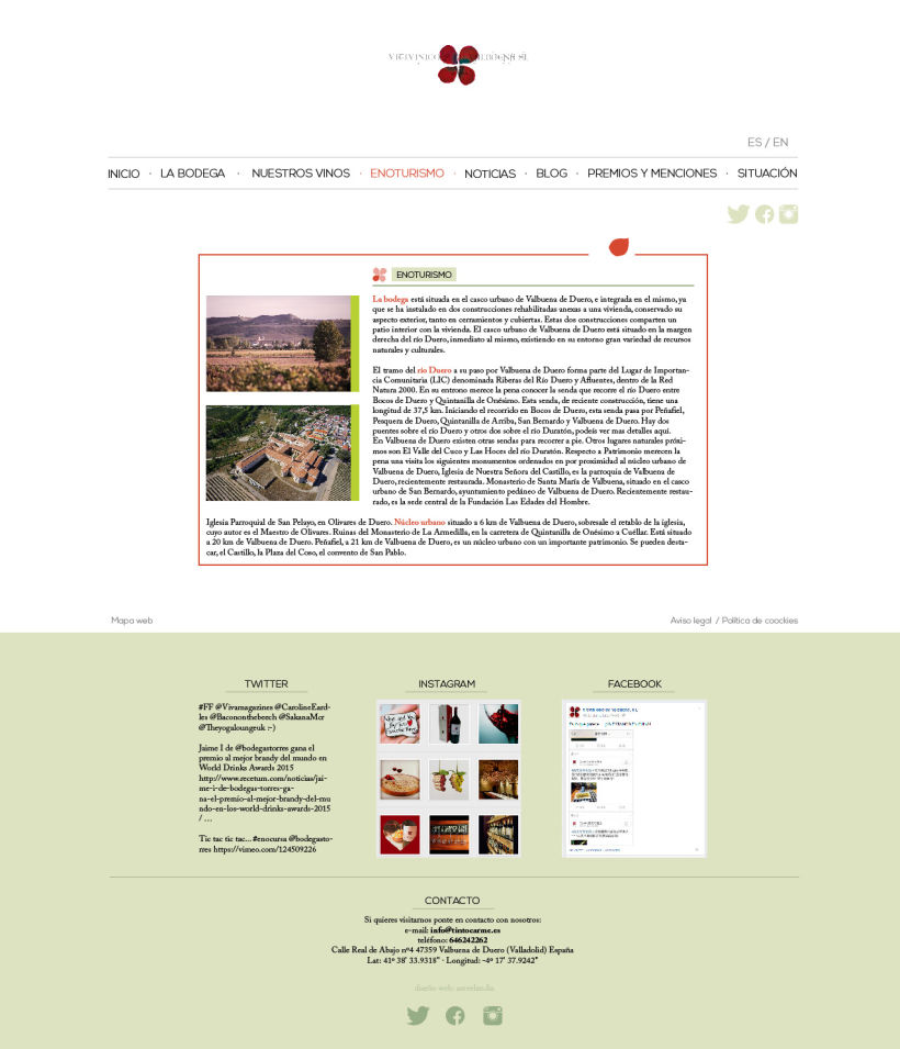 Diseño gráfico web bodegas Carme, Vitivinícola de Valbuena 1