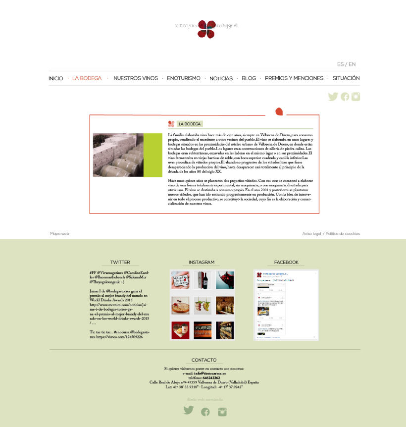 Diseño gráfico web bodegas Carme, Vitivinícola de Valbuena 2