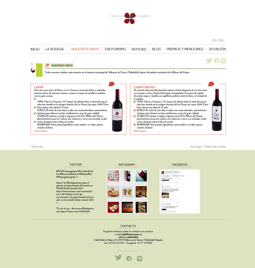 Diseño gráfico web bodegas Carme, Vitivinícola de Valbuena 4