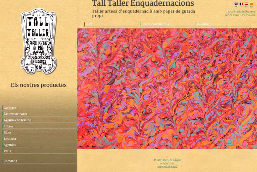 Web con catálogo de productos para Tall Taller 0