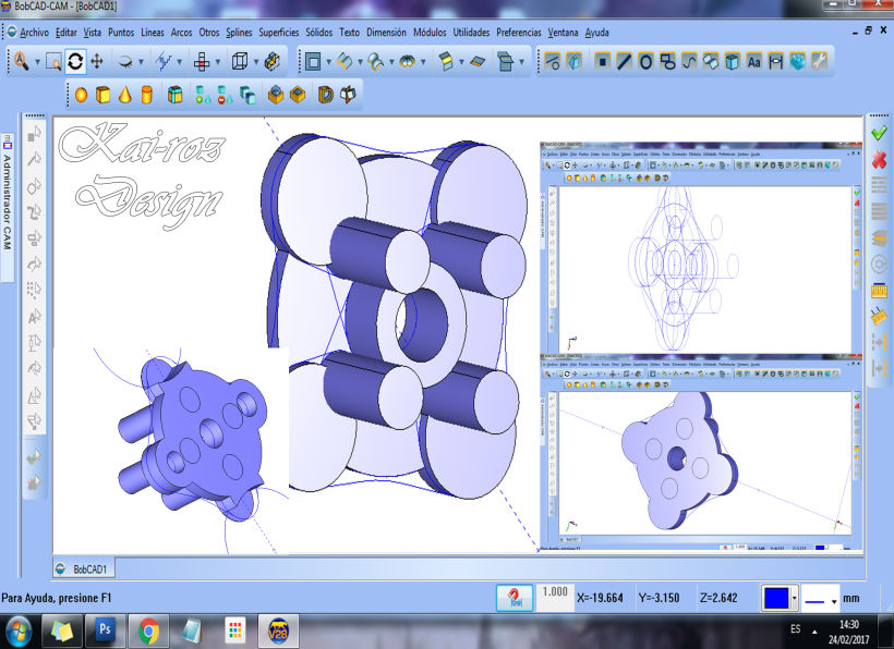 geometría CAD y generar código para Modelado de piezas -1