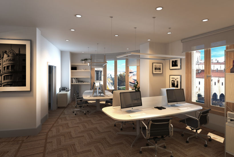 Infografías 3D para proyecto de interiorismo en oficinas del edificio La Polar, Santander 1