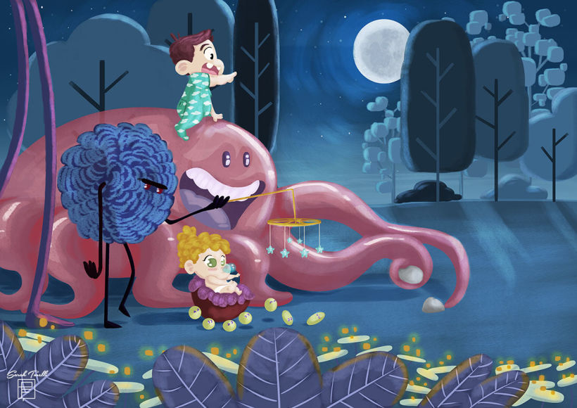 Illustration editorial for children: Why are monster hiding? -1