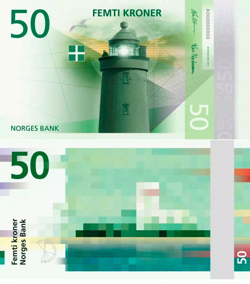 Noruega estrena nuevos billetes con diseño "pixelado"  7