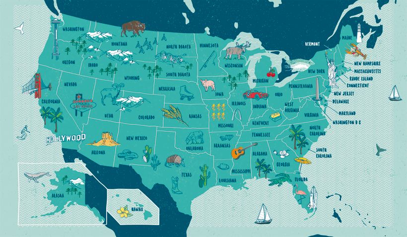 USA Illustrated map 0