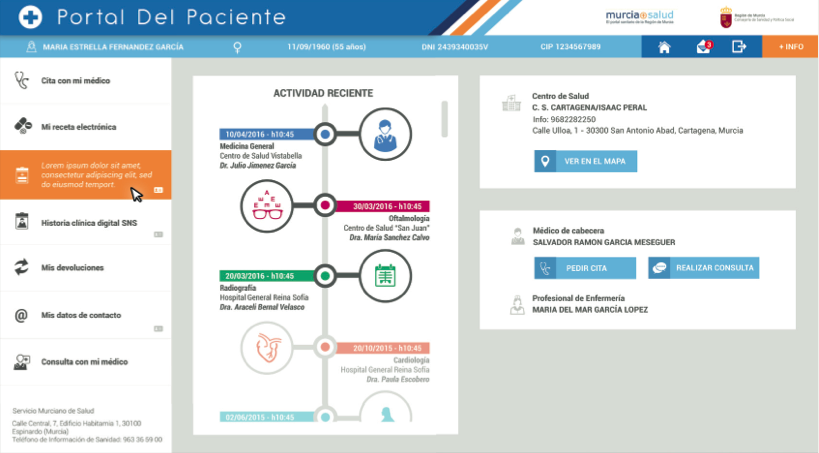 Portal del Paciente de Murcia - Rediseño web (UX/UI Design) 3