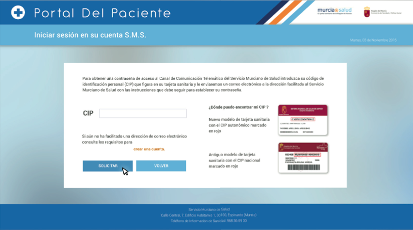 Portal del Paciente de Murcia - Rediseño web (UX/UI Design) 2