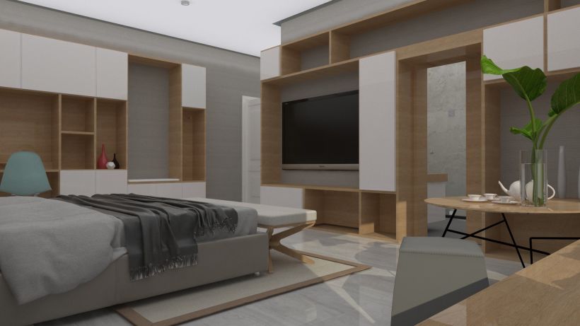 Diseño 3D habitación hotel 0