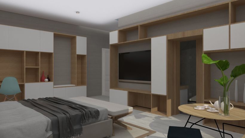 Diseño 3D habitación hotel 1