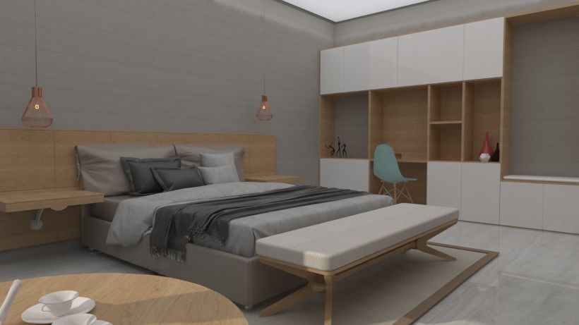 Diseño 3D habitación hotel 2