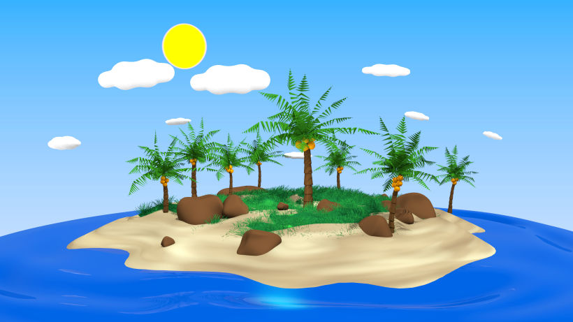 Isla Tropical 3D estilo Toon -1