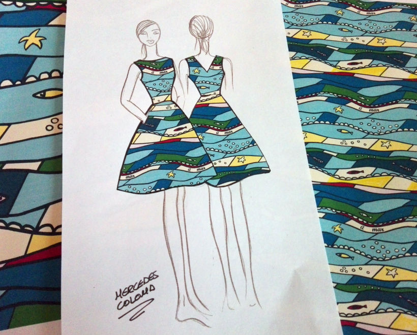 Diseño de estampado, patronaje y confección del vestido "AMAR" 1