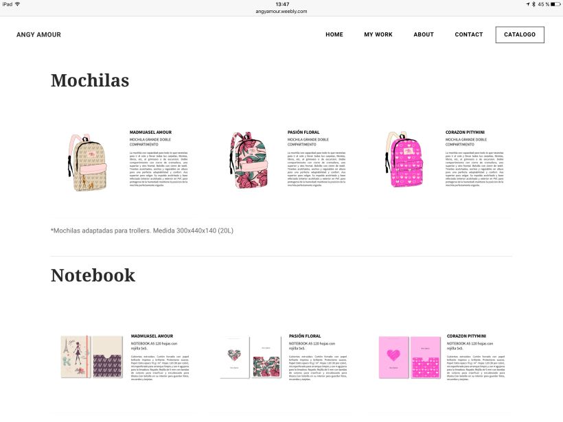 Angy Amour web/store design -1