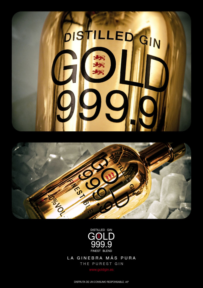 Piezas Off/On para la marca de ginebra premiun 'Gin Gold 999.9' 0