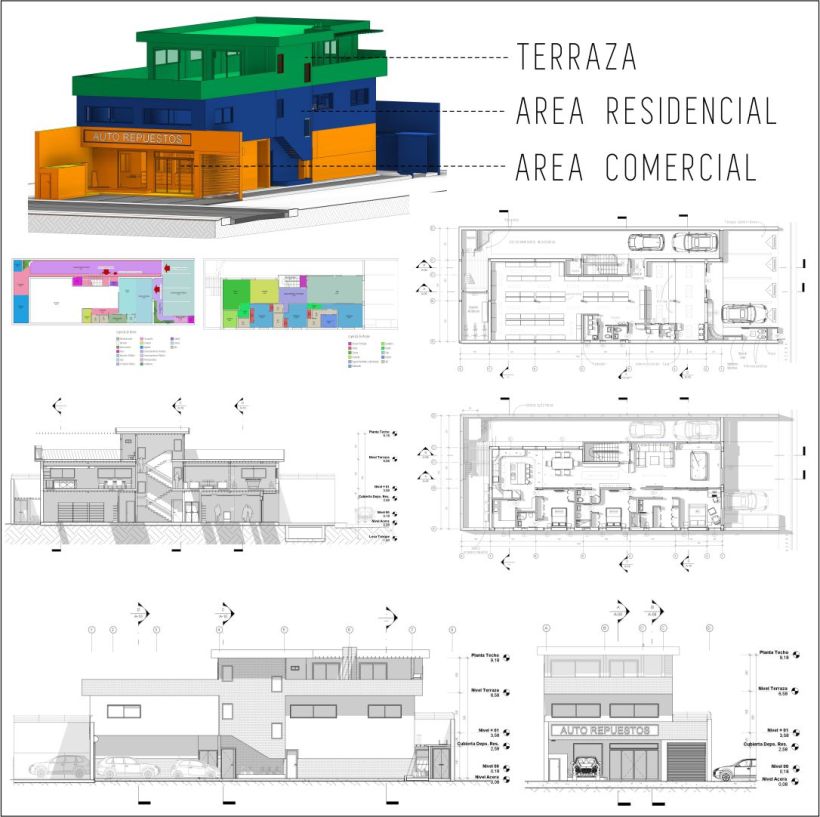 Diseño arquitectónico Vivienda Unifamiliar y Local Comercial. 5