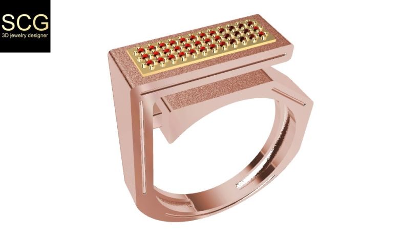 Bicolor ring with gems... -1