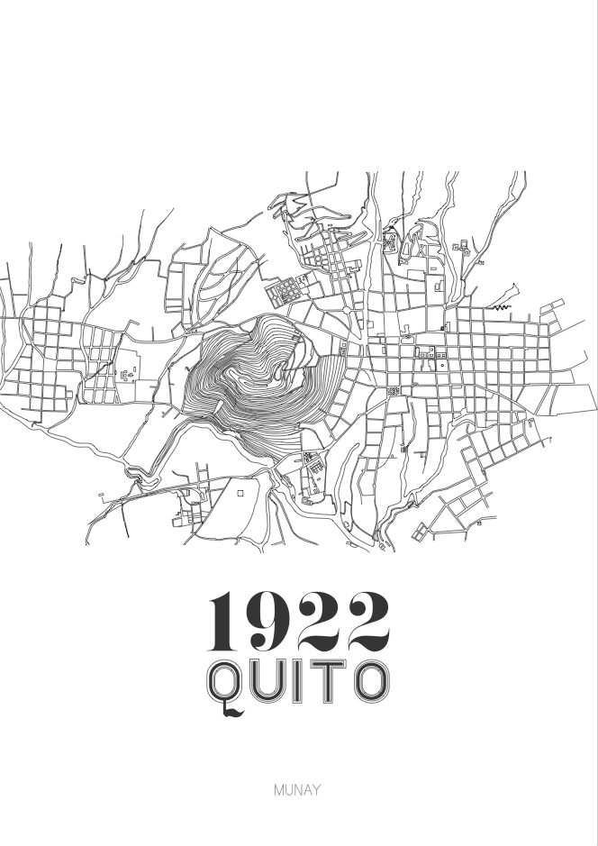 Serie de mapas inspirados en planos hechos a mano de Quito. -1