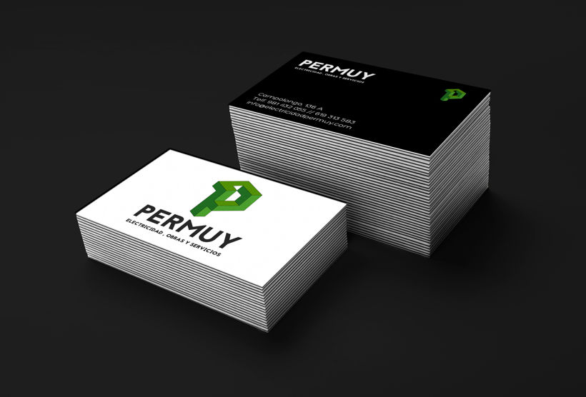 Diseño de Logo y tarjetas para la empresa Permuy (electricidad, obras y servicios) 1