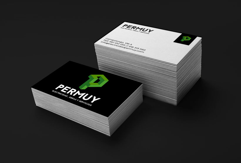 Diseño de Logo y tarjetas para la empresa Permuy (electricidad, obras y servicios) 2
