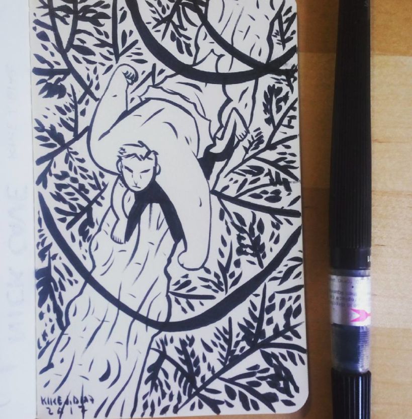 Sketch Tarzan sobre jungla en mini-libreta 0