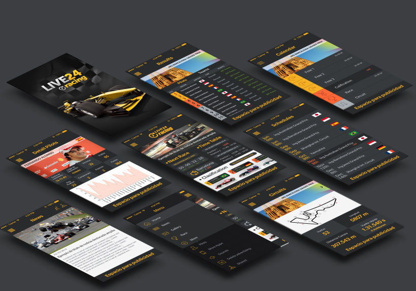 Diseño de aplicación "Fórmula 1 Live24 Racing" disponible en Appstore y Playstore 1