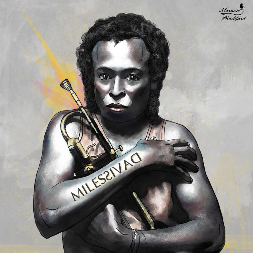 Retrato de Miles Davis, por Miriam Blackbird 0
