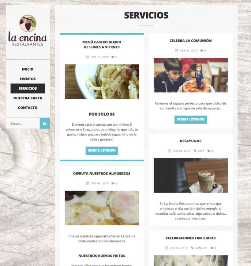WordPress para La Encina Restaurantes 3