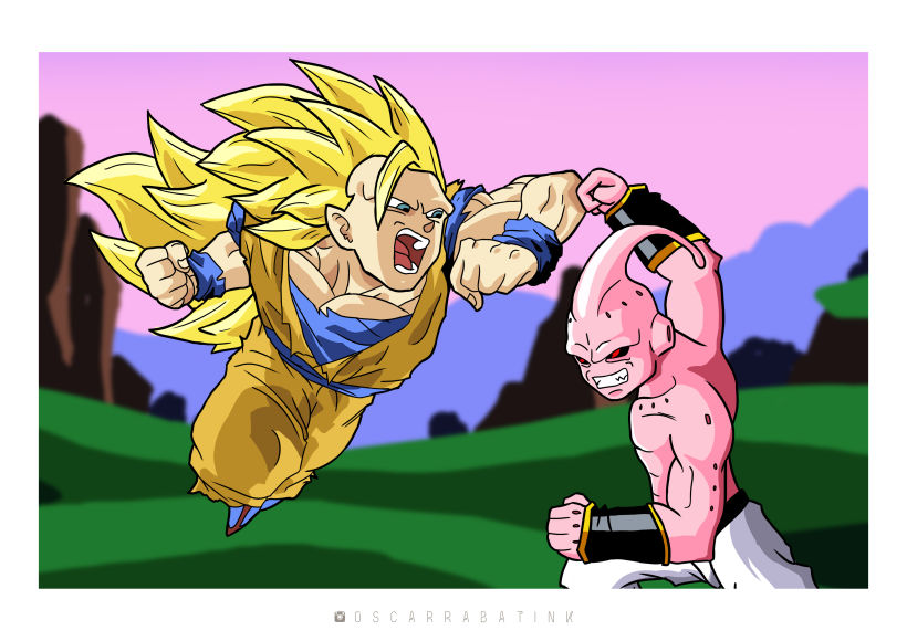 Ilustración de Goku y Buu -1