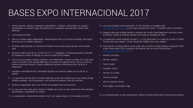 Convocatoria Expo Internacional Festival Santiago Ilustrado 2017 2