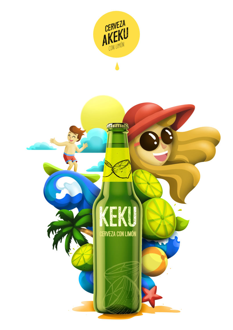 Ilustración exprés Cerveza AKEKU con limón 1