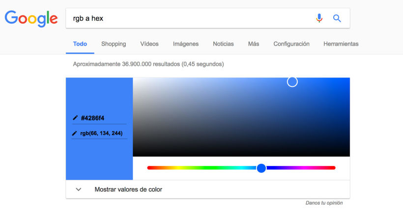 El selector de colores oculto de Google 1