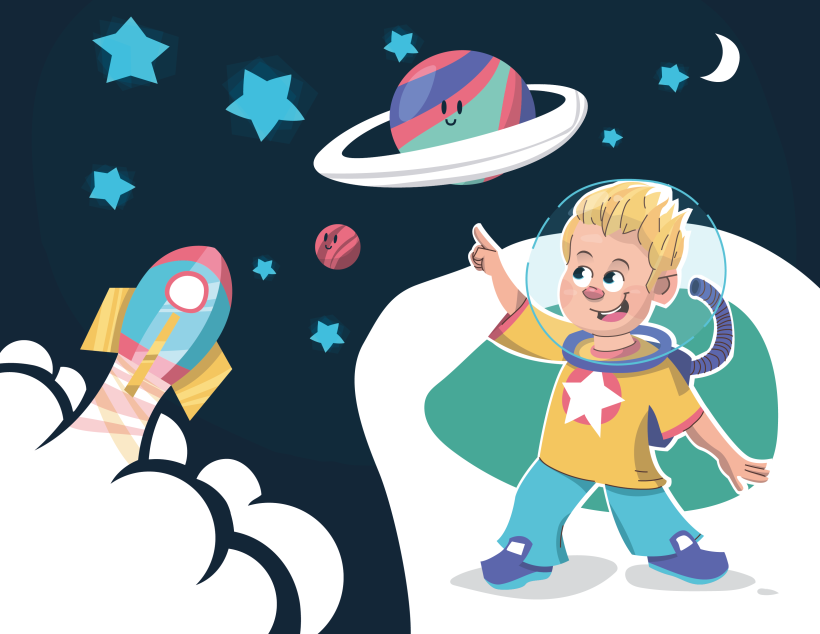 Alcanzando Una Estrella | Ilustración Infantil 0