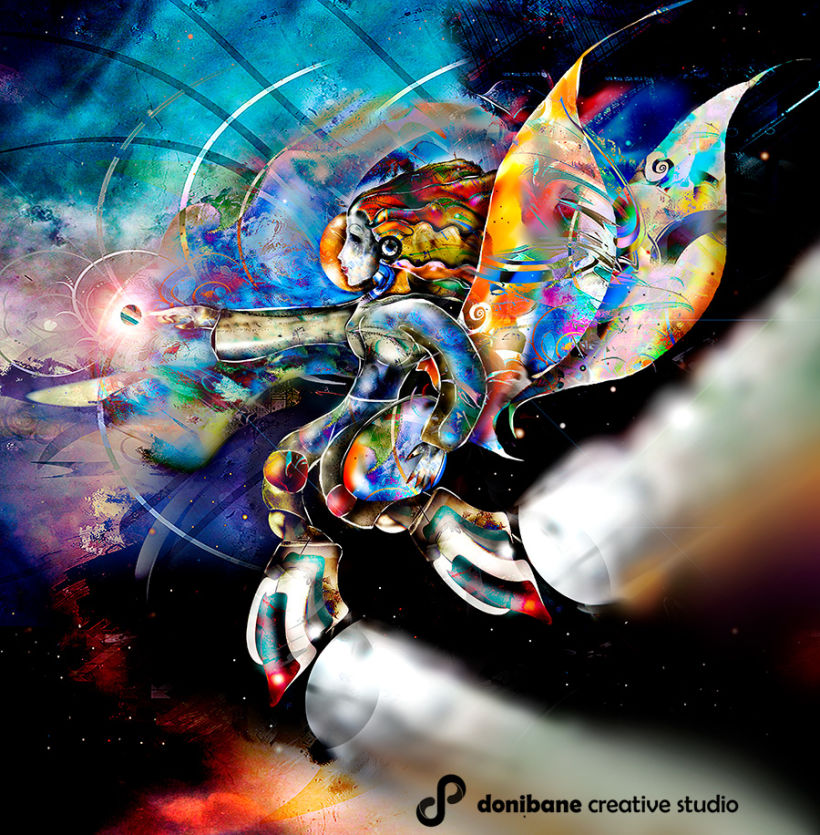 Angel del espacio, ilustración realizada por Donibane Creative Studio -1