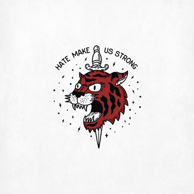 Diseño de logo con la cabeza de tigre al estilo Oldschool -1
