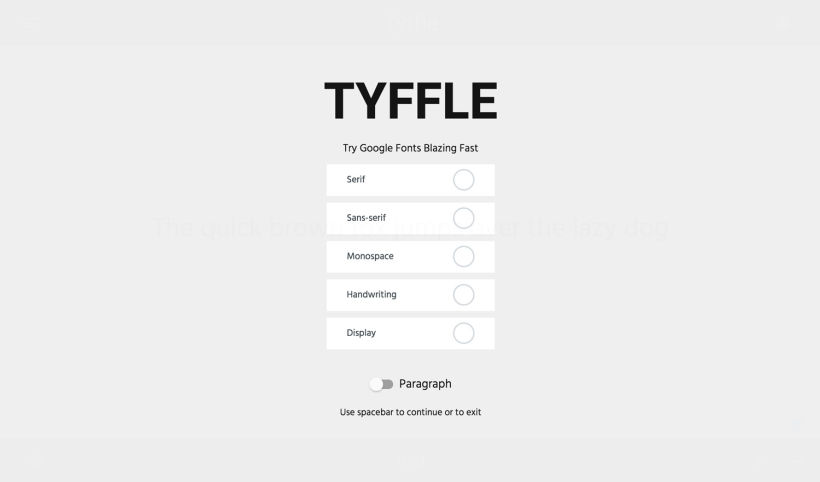 Tyffle, un sencillo selector de tipografías 1