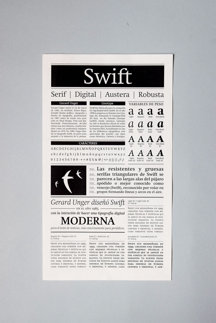 Swift: Espécimen tipográfico | Font Specimen 0