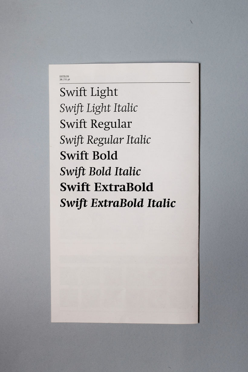Swift: Espécimen tipográfico | Font Specimen 4