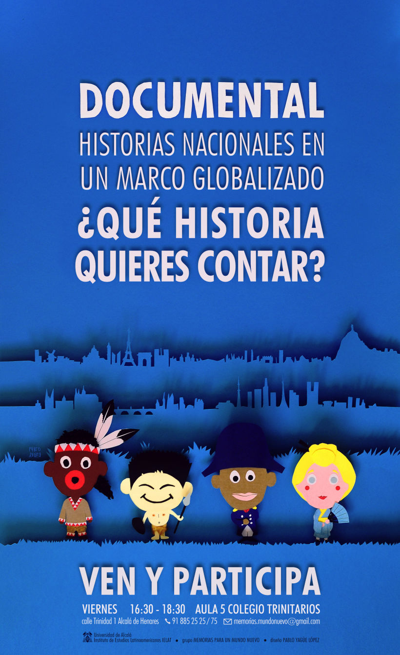 Cartel publicitario para documental HISTORIAS NACIONALES EN UN MARCO GLOBALIZADO -1