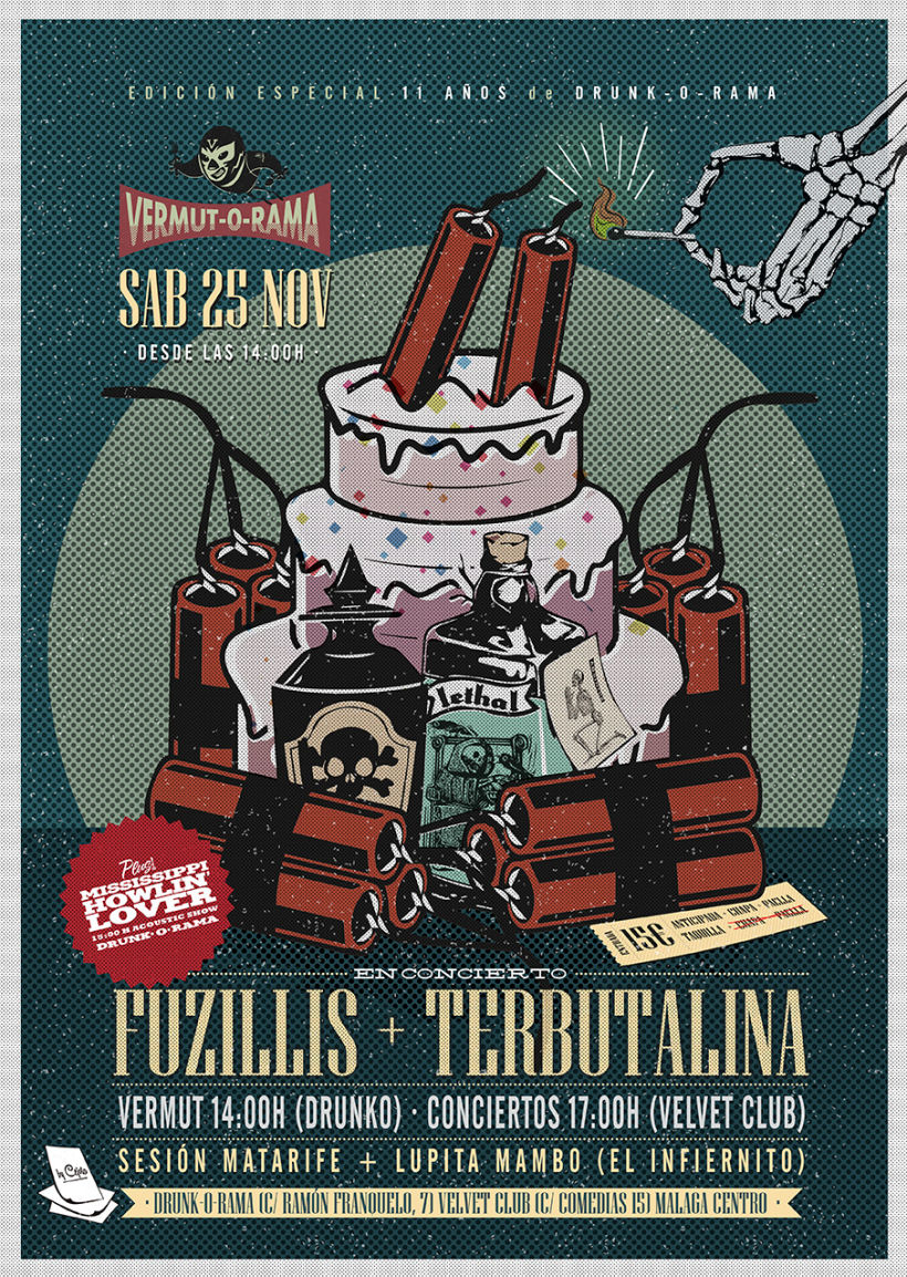 FUZILLIS + TERBUTALINA + 11 ANIVERSARIO DE DRUNK-O-RAMA - Vermut-O-Rama poster -1