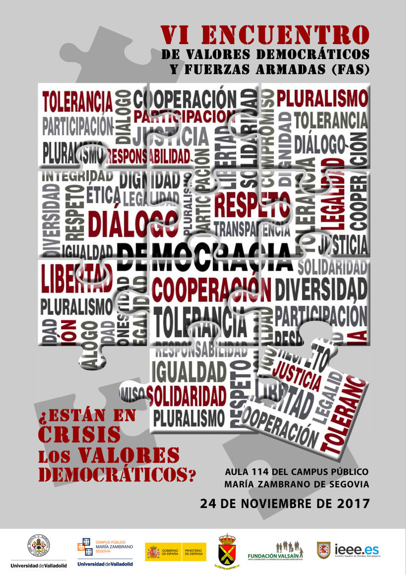 VI ENCUENTRO DE VALORES DEMOCRÁTICOS Y FUERZAS ARMADAS (FAS) |  1º Premio del concurso de carteles 0