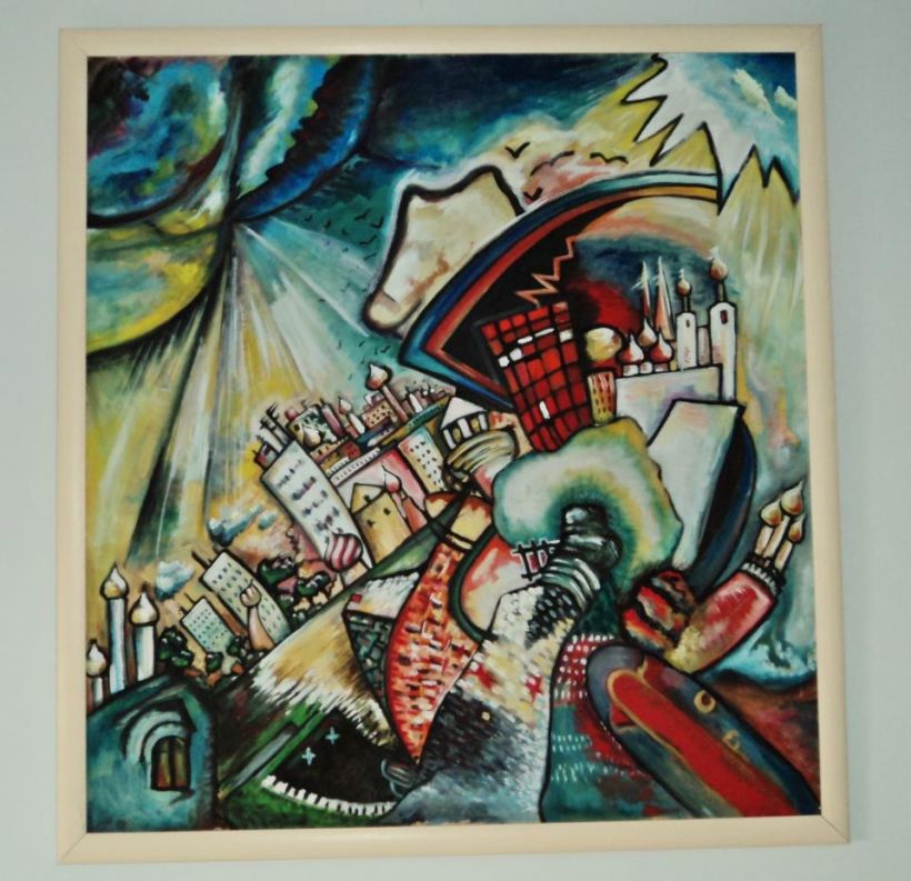 Inspiración Kandinsky ( óleo sobre tabla madera/cartón reciclado) -1