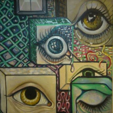 Inspiración Kandinsky ( óleo sobre tabla madera/cartón reciclado) 3