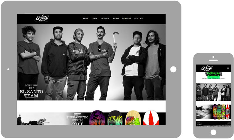Direction and design for the El Santo Skateboards web social and marketing 0