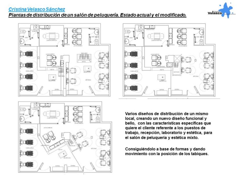 Diseño Interior de Peluquerías: planta, alzado, perspectivas; y tarjetas de diseño para clientes 6