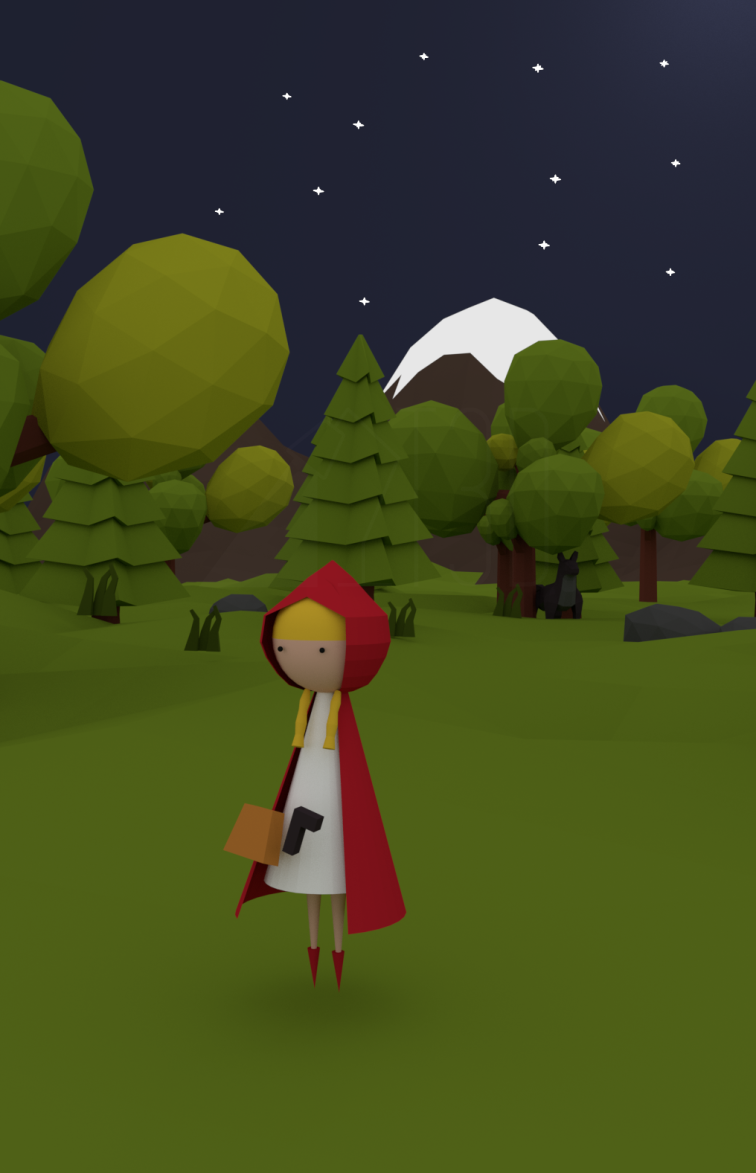LOWPOLY SCENE- THE NEW RED RIDING HOOD 1