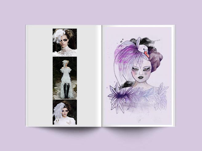 Ilustración moda inspirada en la colección Haute Couture de Coco Chanel 1
